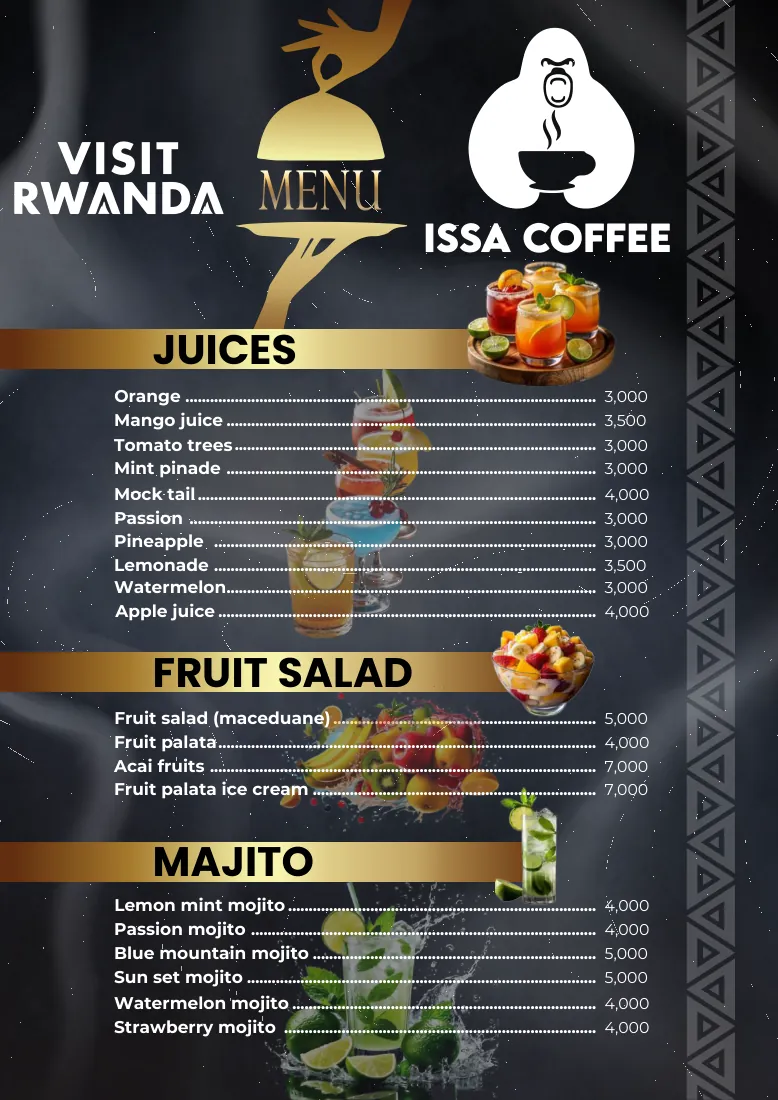 Issa Coffee Standard menu, page 5: Juices & Mojitos