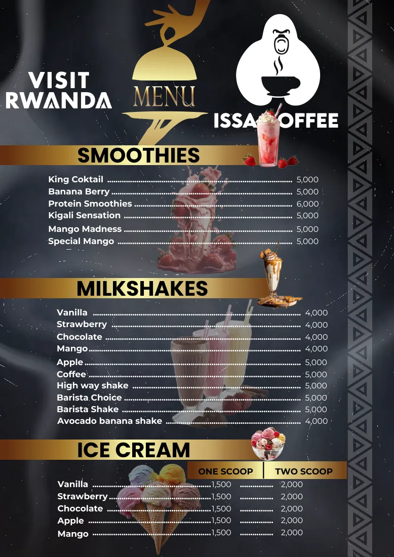 Issa Coffee Standard menu, page 6: Smoothies & Milkshakes