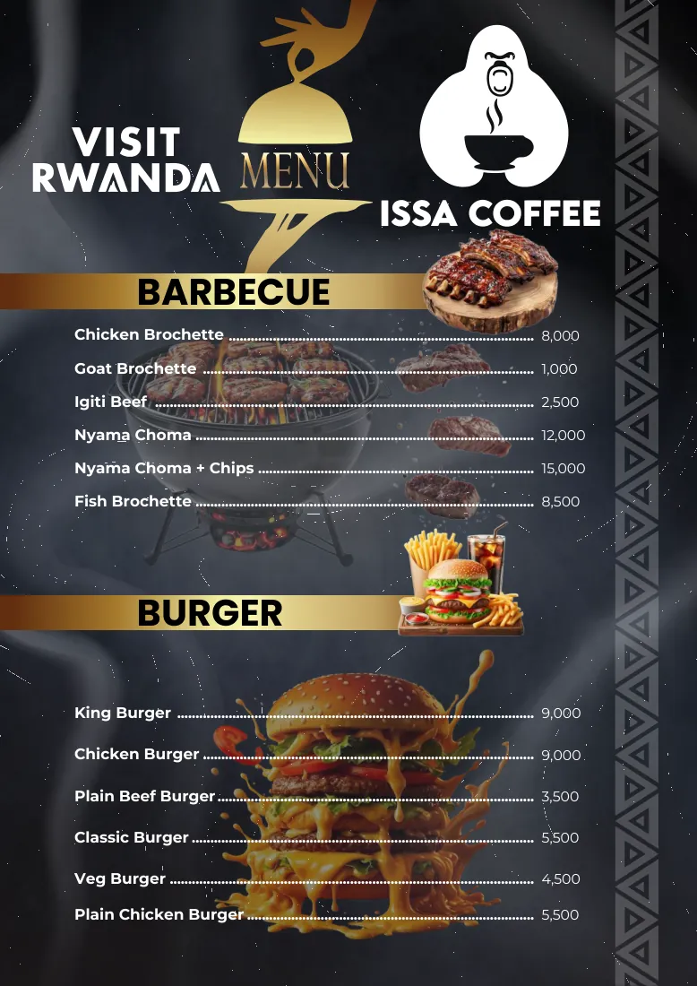 Issa Coffee Standard menu, page 11: Burgers & Barbecue