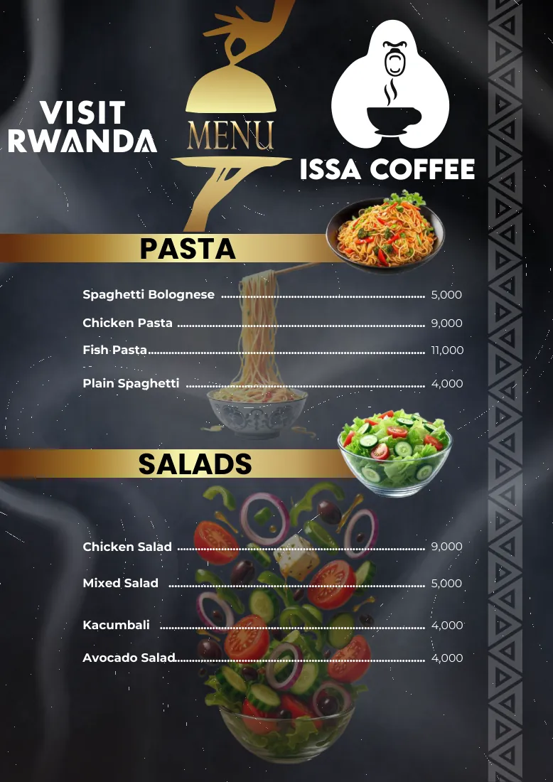 Issa Coffee Standard menu, page 14: Pasta & Salads