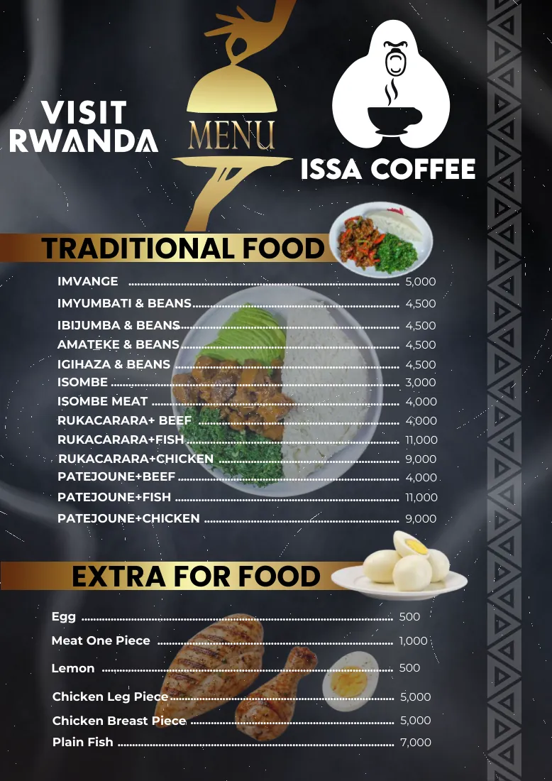 Issa Coffee Standard menu, page 16: Rwandan Dishes