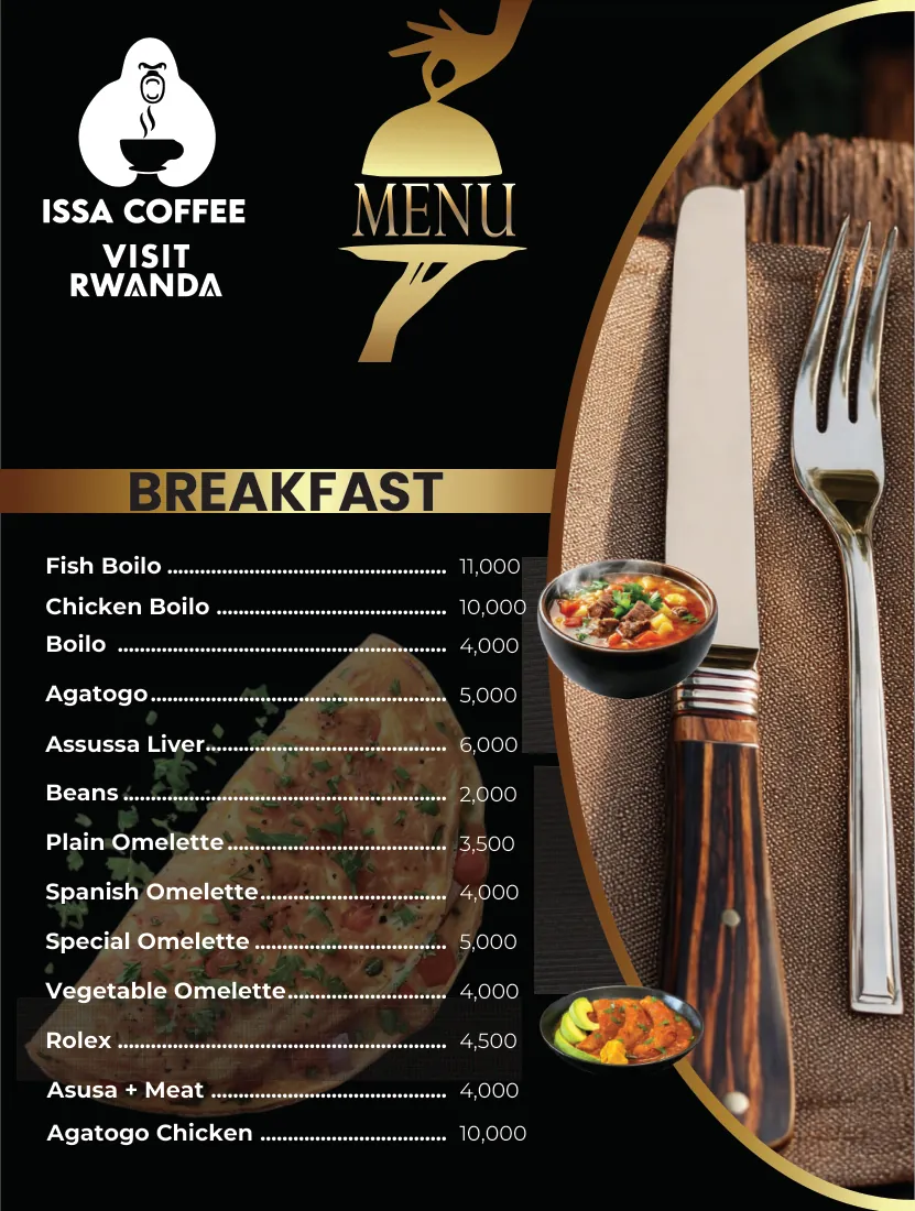 Issa Coffee VIP menu, page 1: Breakfast (VIP)