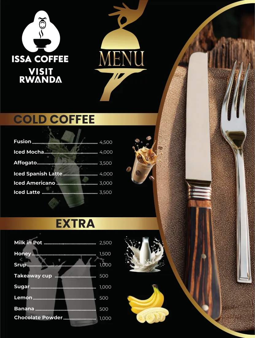 Issa Coffee VIP menu, page 3: Cold Coffee & Add-ons