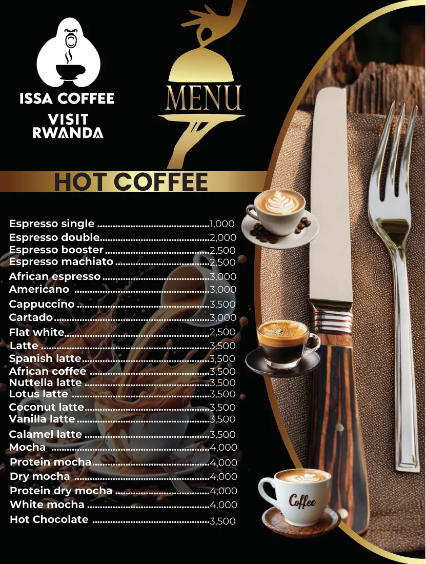 Issa Coffee VIP menu, page 4: Hot Coffee Selection