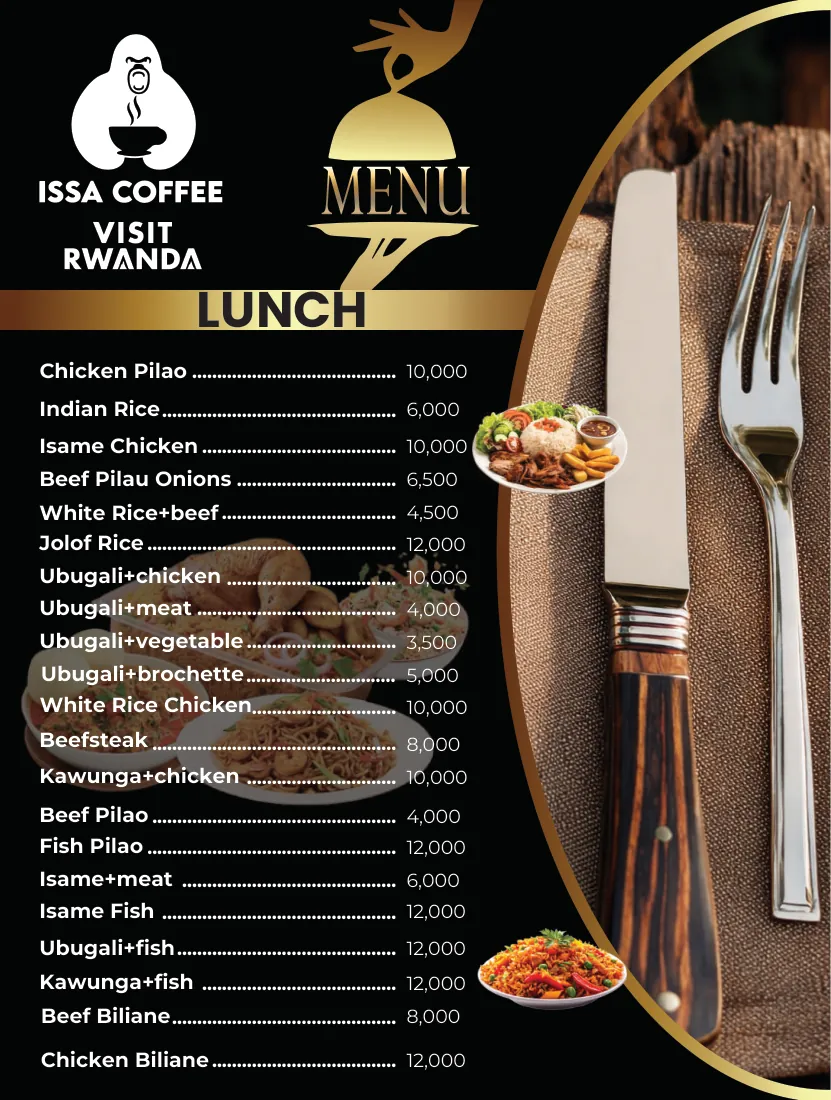 Issa Coffee VIP menu, page 8: VIP Lunch Plates