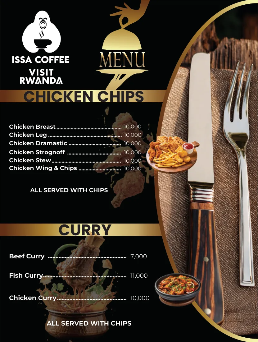 Issa Coffee VIP menu, page 13: Chicken & Curry Platters