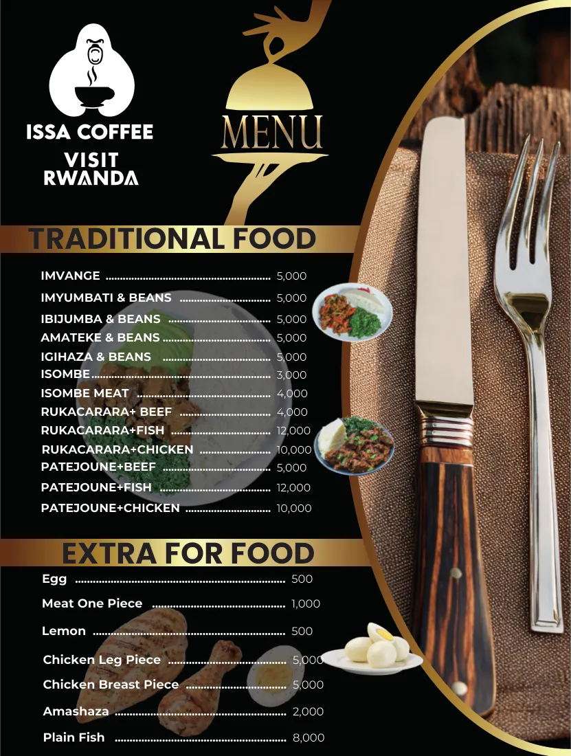 Issa Coffee VIP menu, page 15: Rwandan Dishes